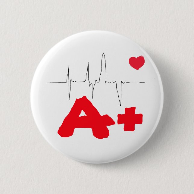 A+ Flippiger Blutgruppe-Herzfrequenz-Knopf Button (Vorderseite)