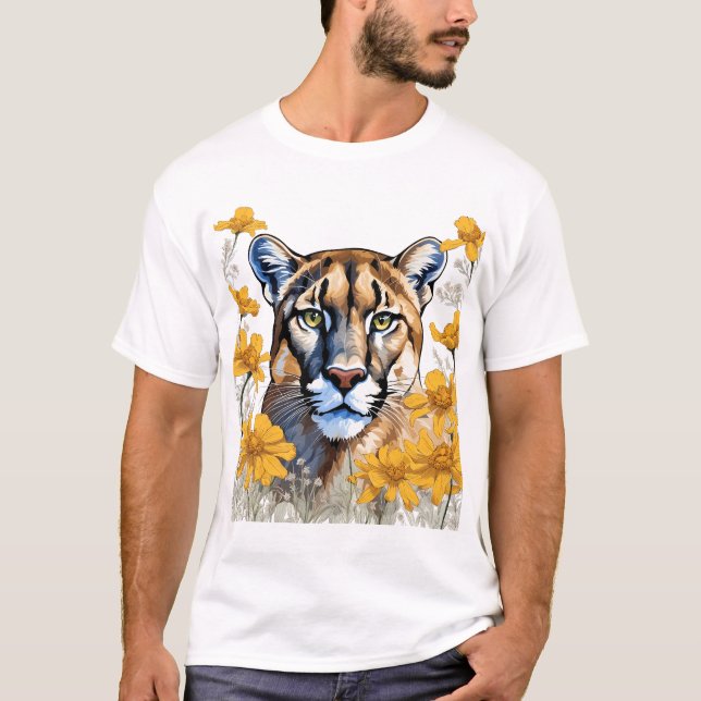 A Florida Panther Surrounded By A Coreopsis Flower T-Shirt (Vorderseite)