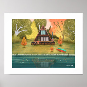 A-Frame Cabin House Art Print Poster