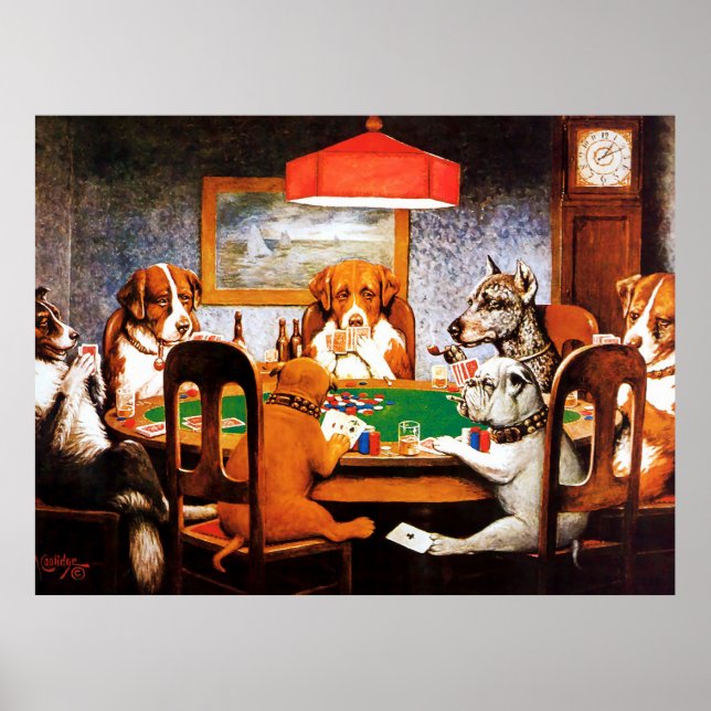 A Friend in Need C M Coolidge Hunde Poker spielen Poster (Vorne)