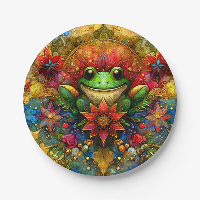 A FROG'S CHRISTMAS ~ Niedlich ~ Pappteller (Vorderseite)