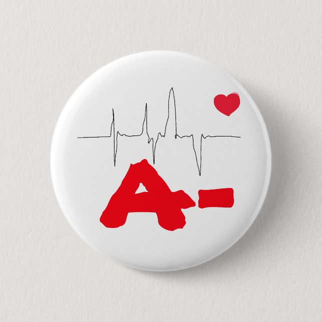 A- Funky Blutgruppe Herzfrequenz Knopf Button (Vorderseite)