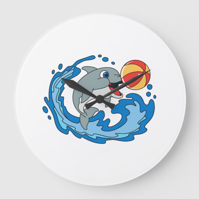 A funny dolphin wall clock as a gift große wanduhr (Vorderseite)