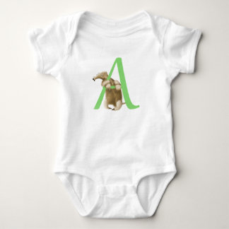 A für Anteater-Initialen-Monogramm Baby Strampler