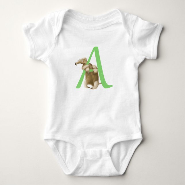 A für Anteater-Initialen-Monogramm Baby Strampler (Vorderseite)