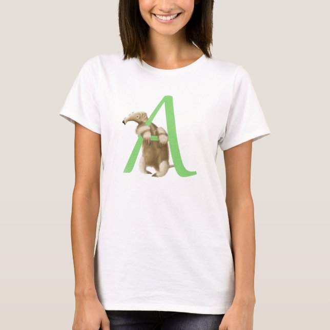 A für Anteater-Monogramm-Initialen-T - Shirt (Vorderseite)