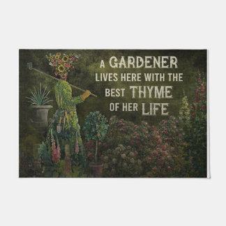 A Gardener Lives Here Mat, Garden Decor Gift Fußmatte