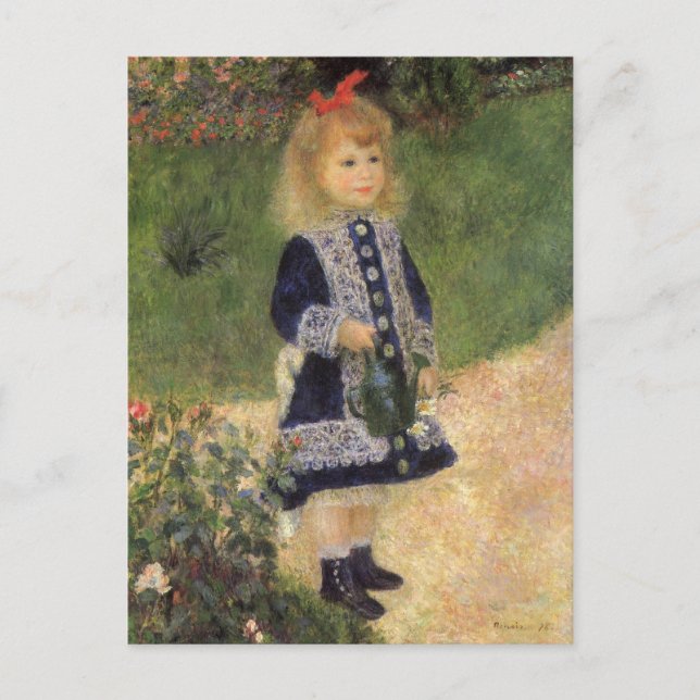 A Girl with Watering Can by Pierre Renoir Postkarte (Vorderseite)