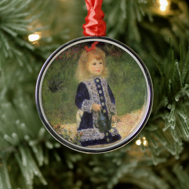 A Girl with Watering Can by Pierre Renoir Silbernes Ornament (Baum)