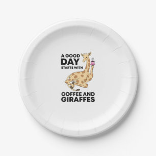 A Good Day Starts With Coffee & Giraffe Gift Funny Pappteller