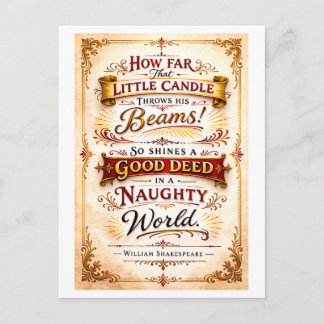 "A Good Deed in a Naughty World" Shakespeare Postkarte
