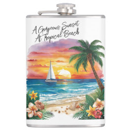 A Gorgeous Sunset At Tropical Beach, Vacation, Flachmann