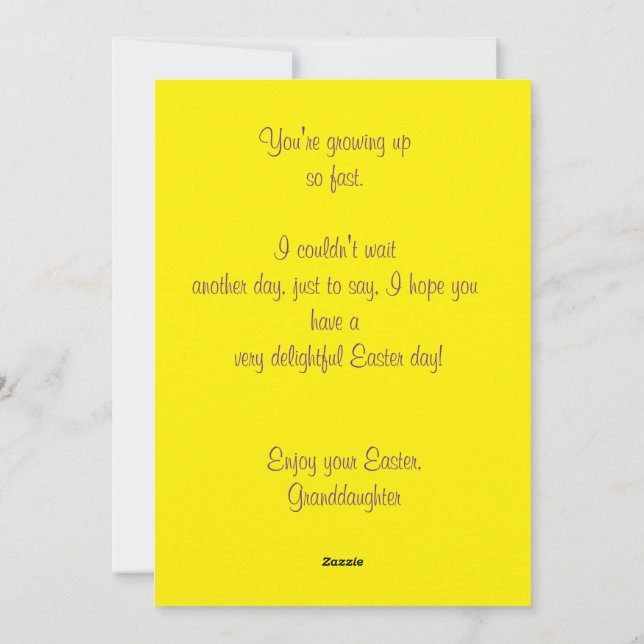 A GRANDDAUGHTER'S PERSONALIZED EASTER CARD  FEIERTAGSKARTE (Rückseite)