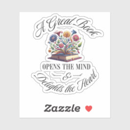 A Great Book Delights Floral  Aufkleber