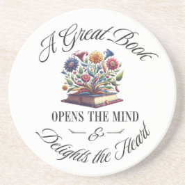 A Great Book Delights Floral Coaster Getränkeuntersetzer