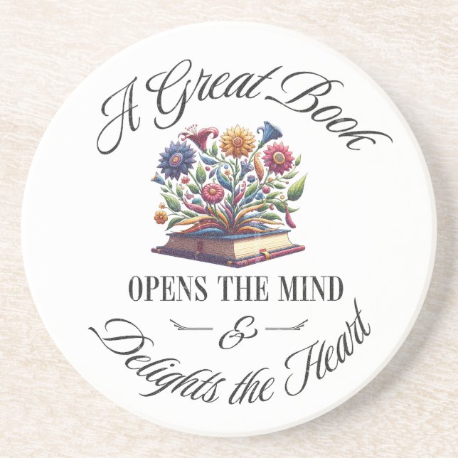 A Great Book Delights Floral Coaster Getränkeuntersetzer (Vorne)