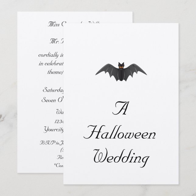 ‚A Halloween Wedding‘ - (Bat in Flight) Einladung (Vorne/Hinten)