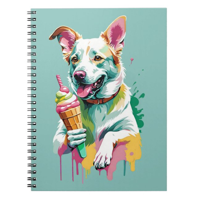 A Happy Dog eating an ice-cream Notizblock (Vorderseite)