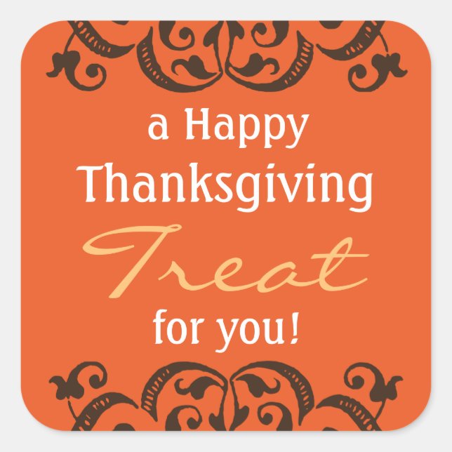 a Happy Thanksgiving Leckerei v2 Quadratischer Aufkleber (Vorderseite)