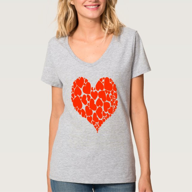 A Heart Of Hearts Romantic Design Monotone Red T-Shirt (Vorderseite)