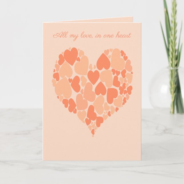 A Heart Of Hearts Romantic Design Pastel Peach Karte (Vorderseite)
