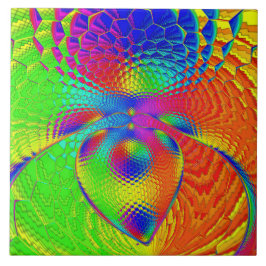 a heart with a psychedelic and colorful style fliese
