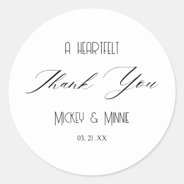 A Heartfelt Thank You Favor Runder Aufkleber (Vorderseite)