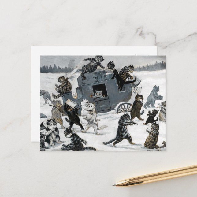 A Highway Robbery von Louis William Wain Postkarte (Vorderseite/Rückseite Beispiel)