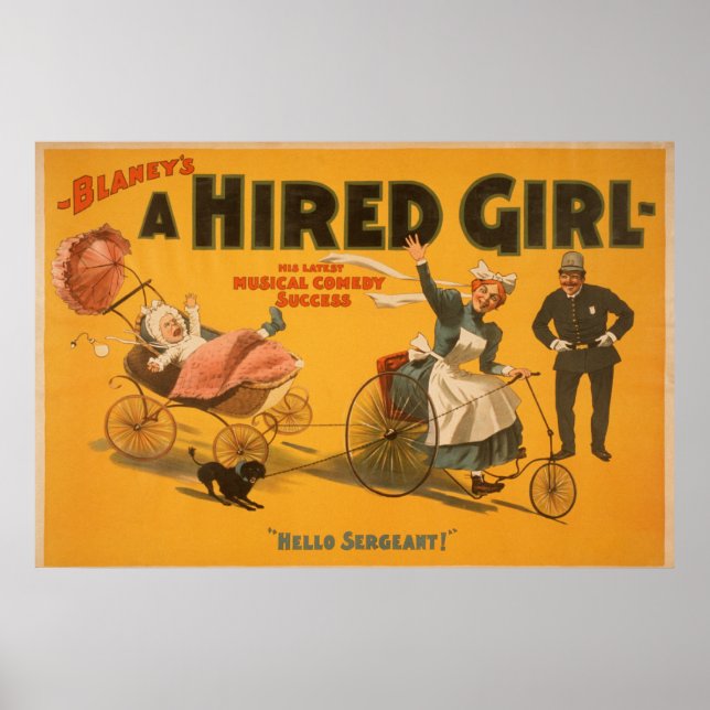 "A Hired Girl" Comedy Success Theater Poster (Vorne)