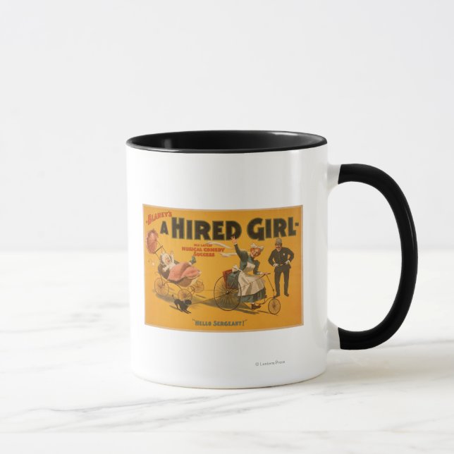 "A Hired Girl" Comedy Success Theater Poster Tasse (Rechts)
