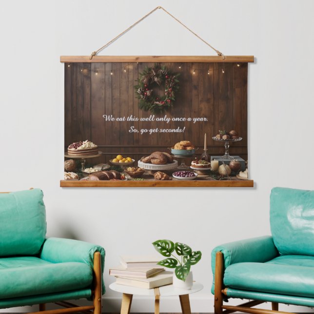 A Holiday Feast That's Twice as Nice Wandteppich Mit Holzrahmen (Wohnzimmer)