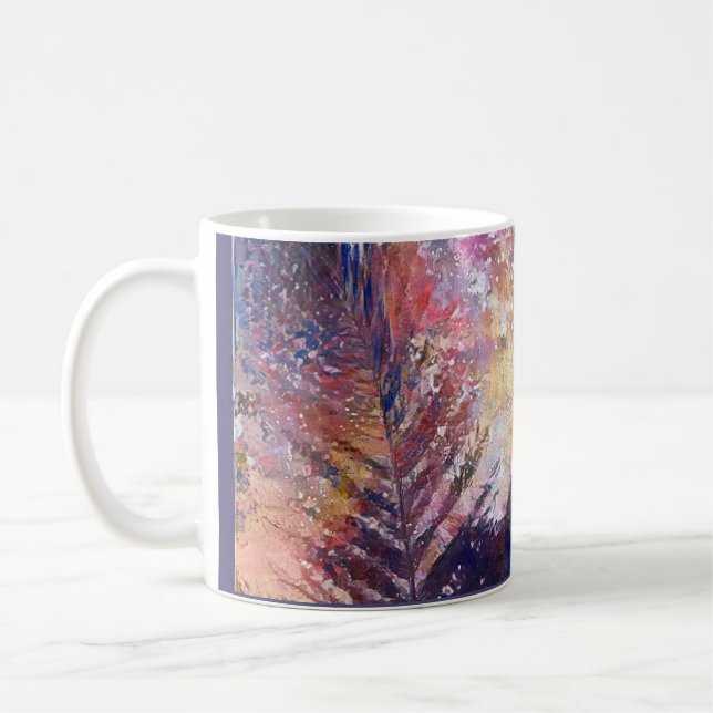 A.I. erweitertes Foto, schönes Blatt in der Natur Kaffeetasse (Links)