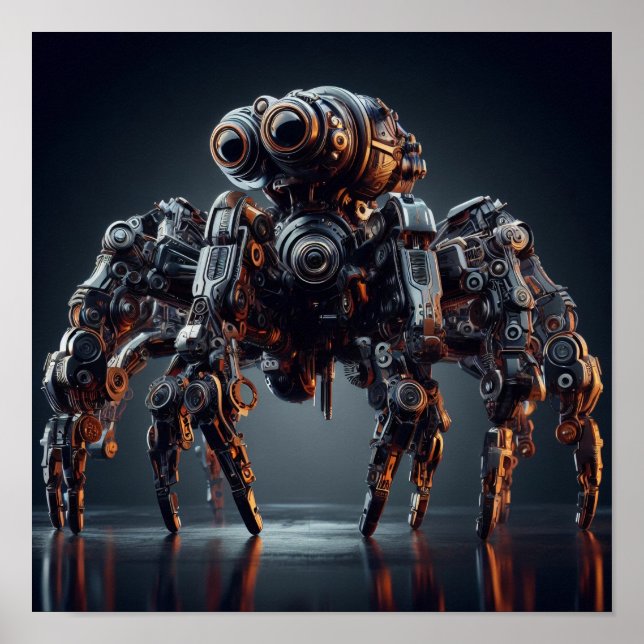 A.I. Makro einer Roboterspinne Poster (Vorne)