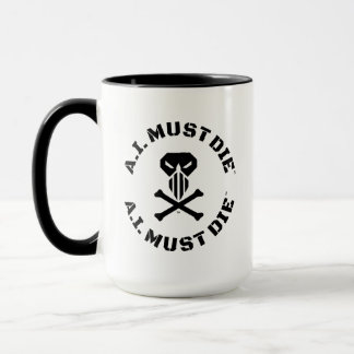 A.I. Must Die™ Logo (Militärschrift) Kombitasse Tasse