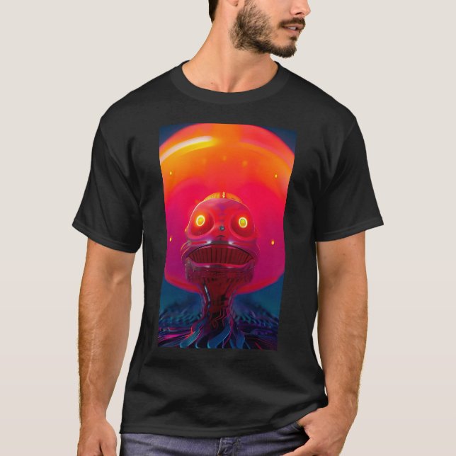 A.I. New Dawn Psychedelic Sci-Fi Dream T-Shirt (Vorderseite)