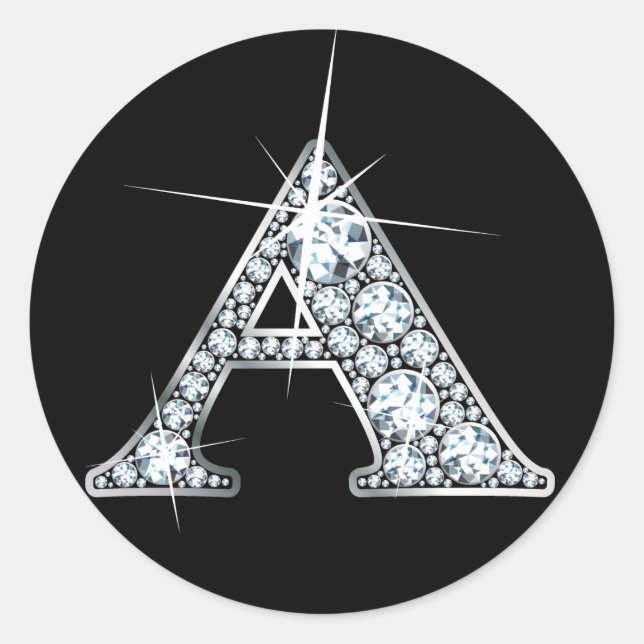 "A"-Imitate-"Diamant Bling"-Druckaufkleber Runder Aufkleber (Vorderseite)