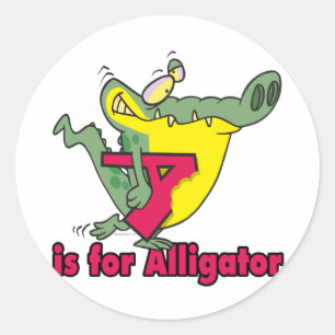 A is for Alligator albern Gator Letter Cartoon Runder Aufkleber