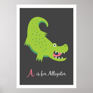 A is for Alligator - Alphabet Friends Art Print Poster