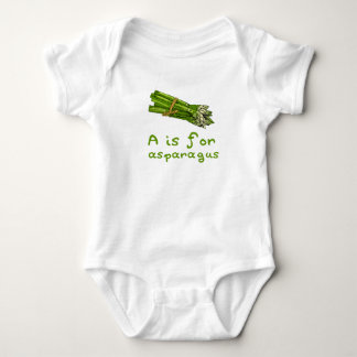 A is for ASPARAGUS Green Veggie Alphabet A Baby Strampler