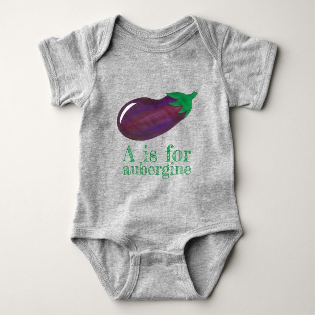 A is for Eggplant Eggplant Vegematerial ABCs Baby Strampler (Vorderseite)