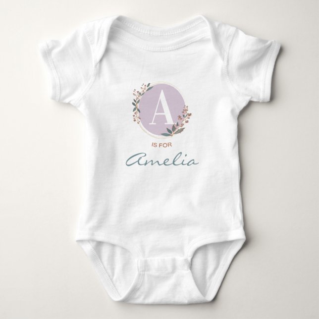A ist für Amelia (oder Individuelle Name) Baby Gir Baby Strampler (Vorderseite)