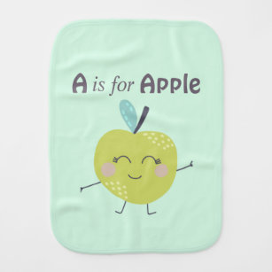 A ist für Apple Niedlich Illustration Green Baby Spucktuch