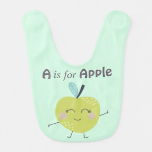 A ist für Apple Niedlich Illustration Green Babylätzchen