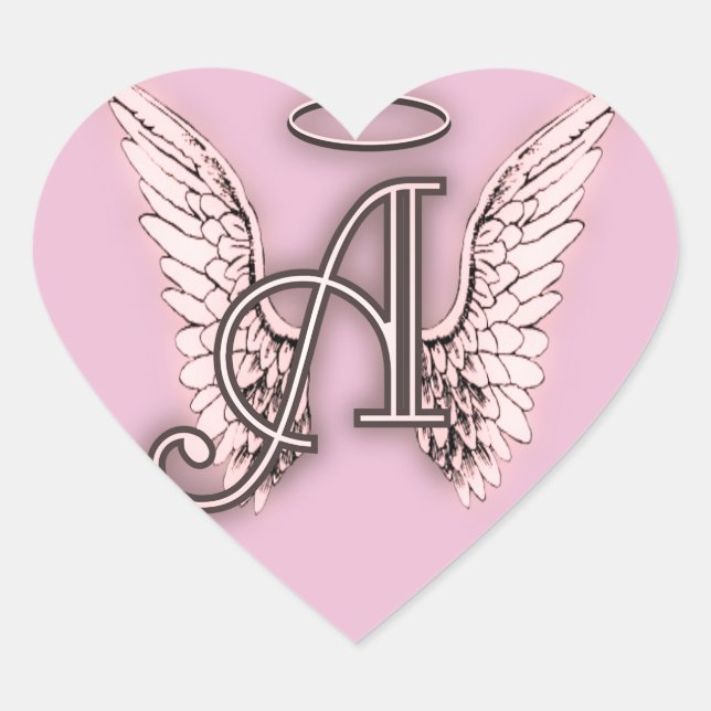 A ist für Engel Pink Heart Herz-Aufkleber (Vorderseite)