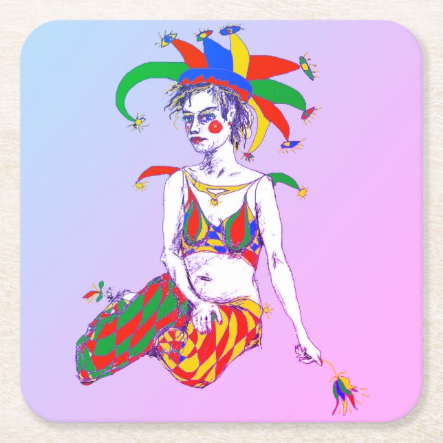 A Jester Poster Rechteckiger Pappuntersetzer (Vorderseite)