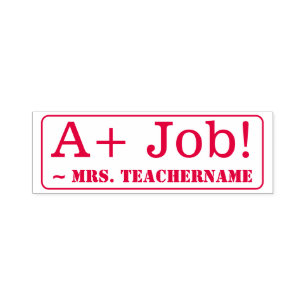 "A+ Job!" + Erzieher Name Gummi Briefmarke Permastempel