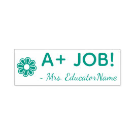"A+ JOB!" + Lehrerin Name Rubber Briefmarke Permastempel