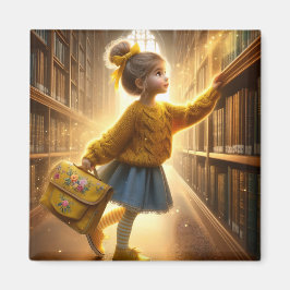 À la bibliothèque - Aimant jaune