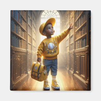 À la bibliothèque - Aimant jaune