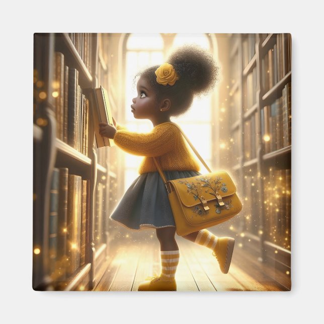 À la bibliothèque - Aimant jaune (Devant)